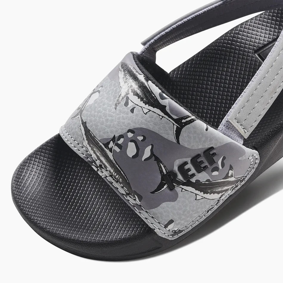 Reef Little One Slide Sandal-Grey Camo Shark