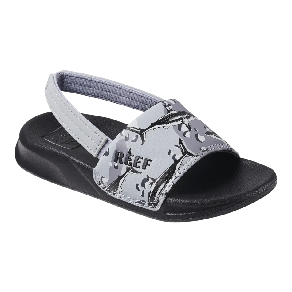 Reef Little One Slide Sandal-Grey Camo Shark