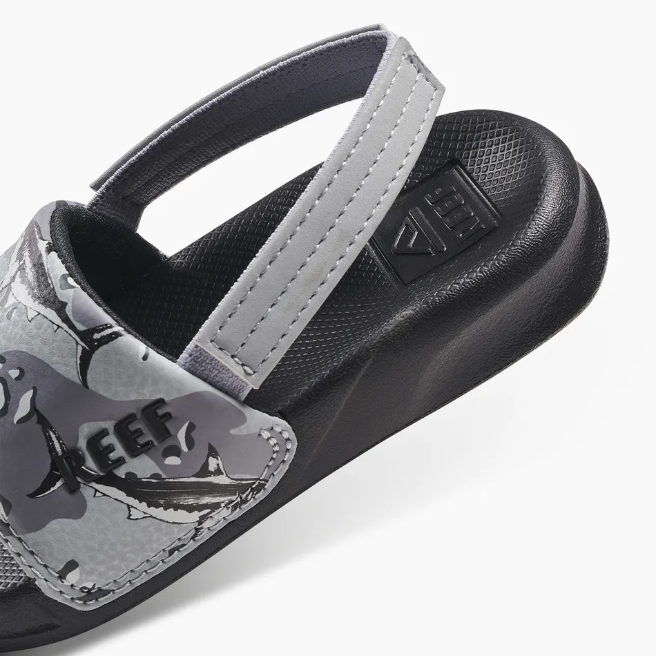 Reef Little One Slide Sandal-Grey Camo Shark
