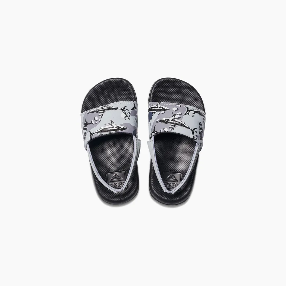 Reef Little One Slide Sandal-Grey Camo Shark