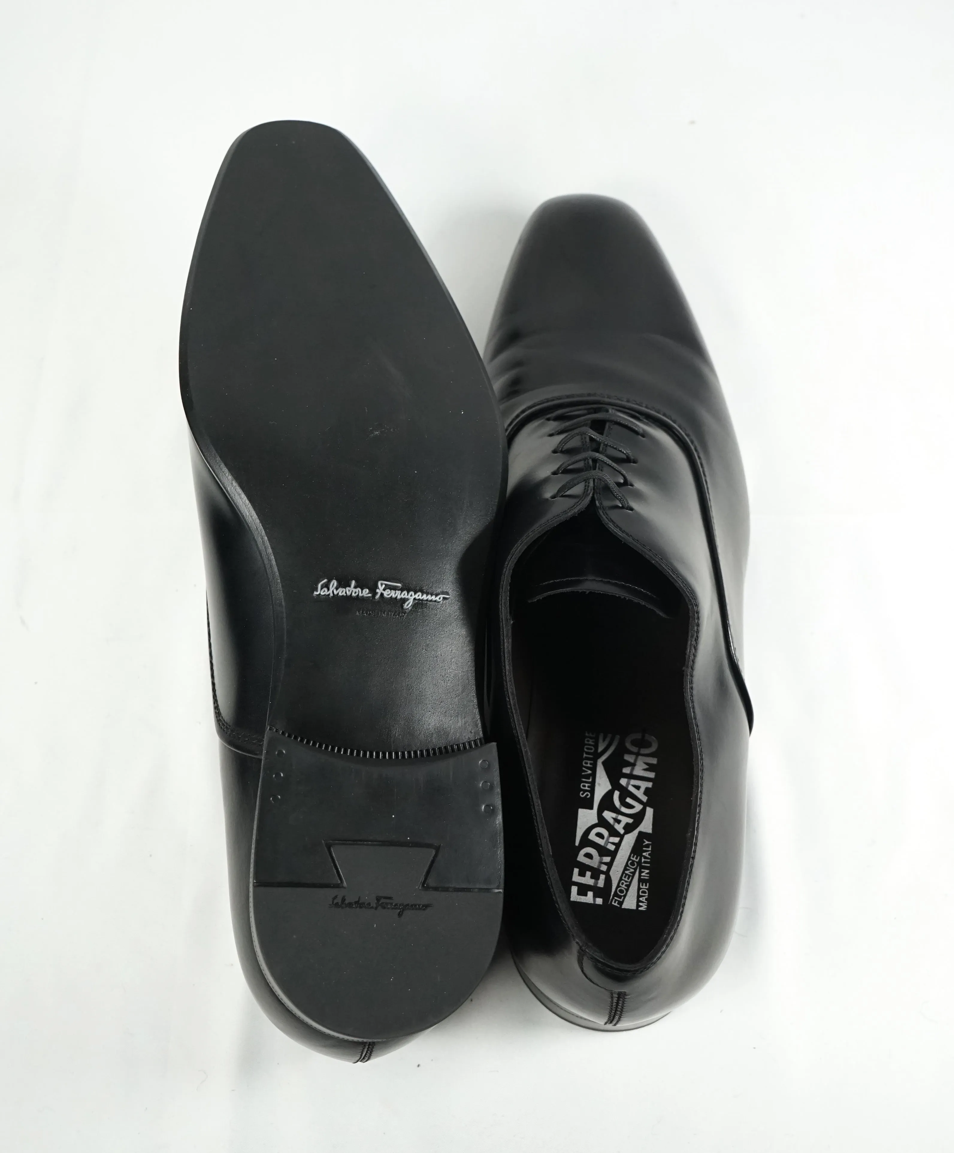 SALVATORE FERRAGAMO - “Dunn” Fedele style Black Oxford W Rubber Sole - 10 EE