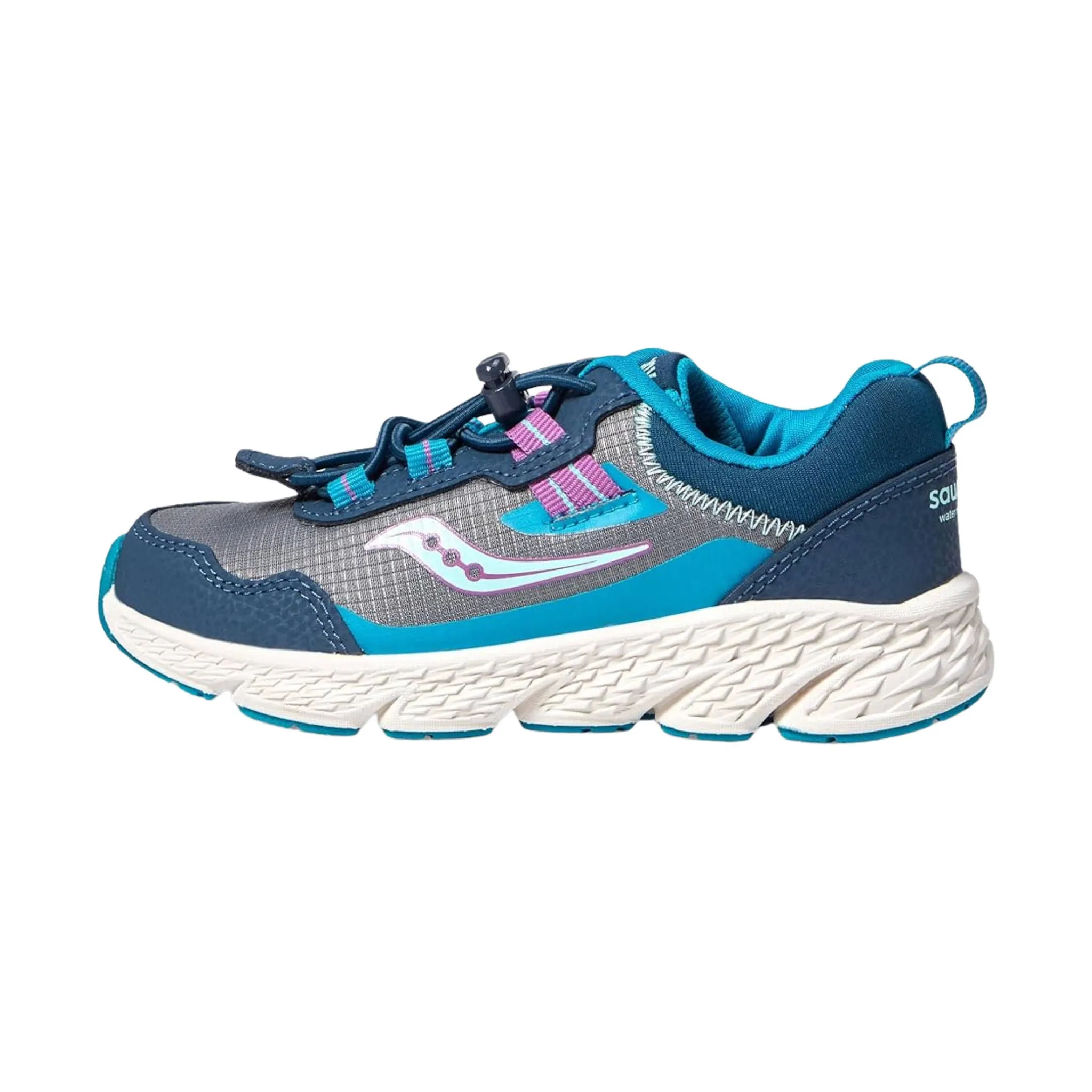 Saucony Kids' Wind Shield 3.0 Shoes - Navy/Grey/Turquoise