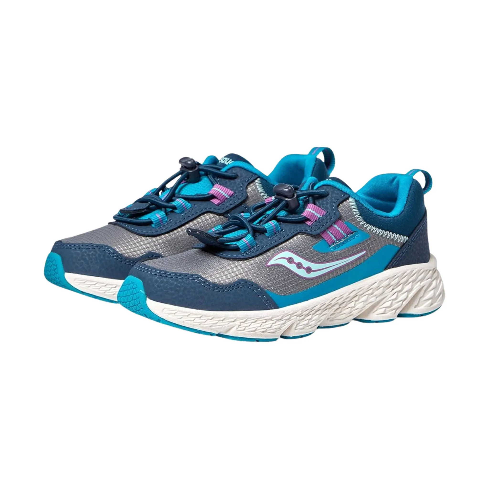 Saucony Kids' Wind Shield 3.0 Shoes - Navy/Grey/Turquoise
