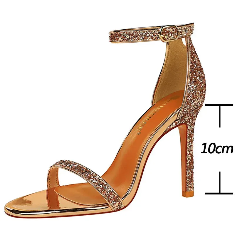 Shoes Sexy High Heels Women Pumps Sparkle Sequins Stiletto Heels 10 Cm Party Shoes