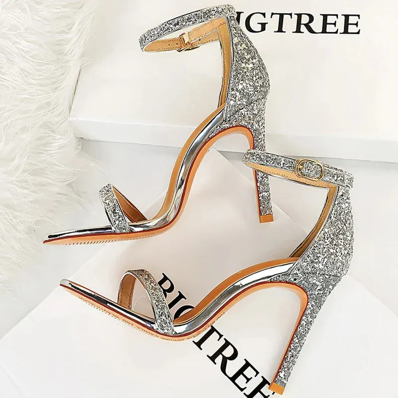 Shoes Sexy High Heels Women Pumps Sparkle Sequins Stiletto Heels 10 Cm Party Shoes