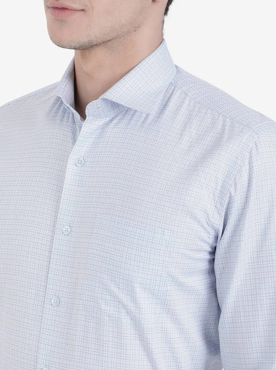 Sky Blue Checked Regular Fit Formal Shirt | JadeBlue