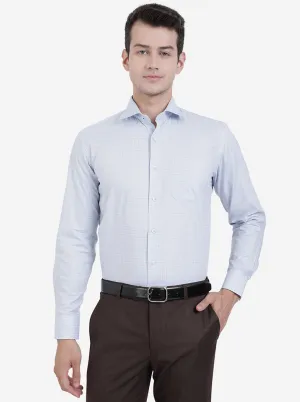 Sky Blue Checked Regular Fit Formal Shirt | JadeBlue