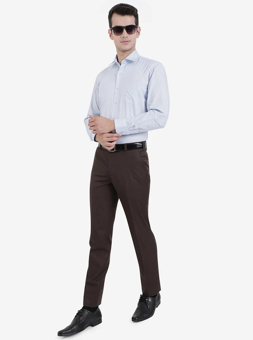 Sky Blue Checked Regular Fit Formal Shirt | JadeBlue