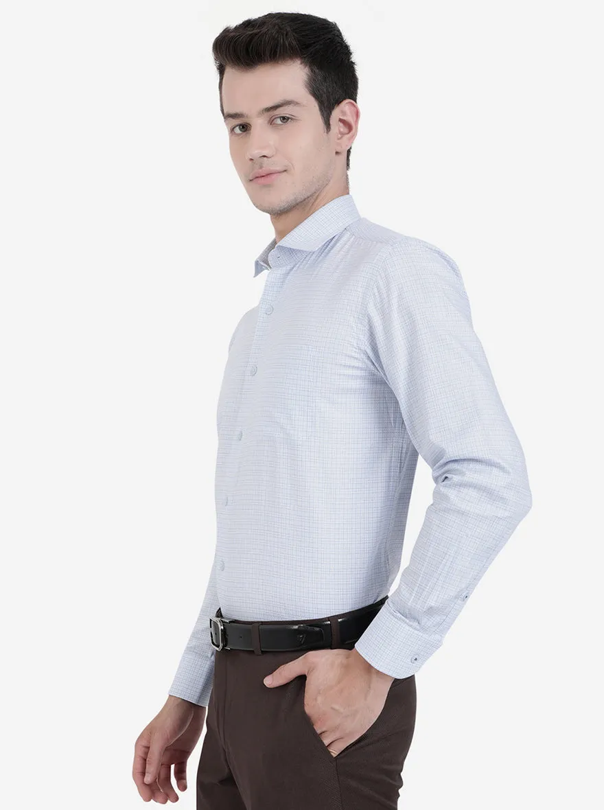 Sky Blue Checked Regular Fit Formal Shirt | JadeBlue