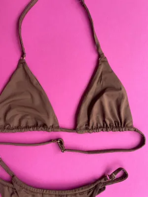 Slate Swim: Rain Adjustable Triangle Bikini Top - Espresso