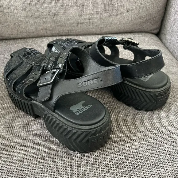 Sorel Ona Streetworks Platform Croc Embossed Fisherman Sandal 9