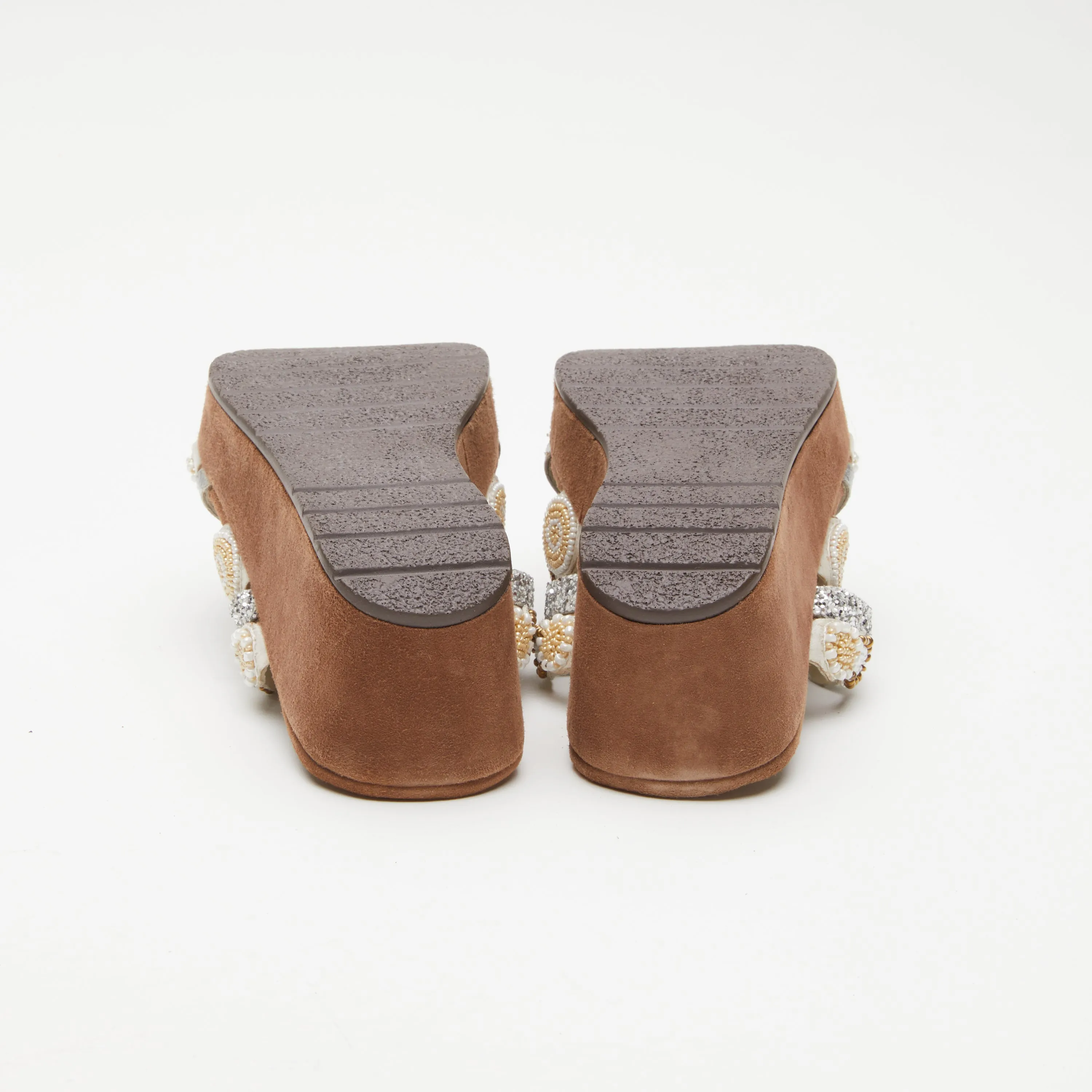 Spring Step Shoes  Azura Claretha Slide Sandal Women’s Beaded Suede Platform