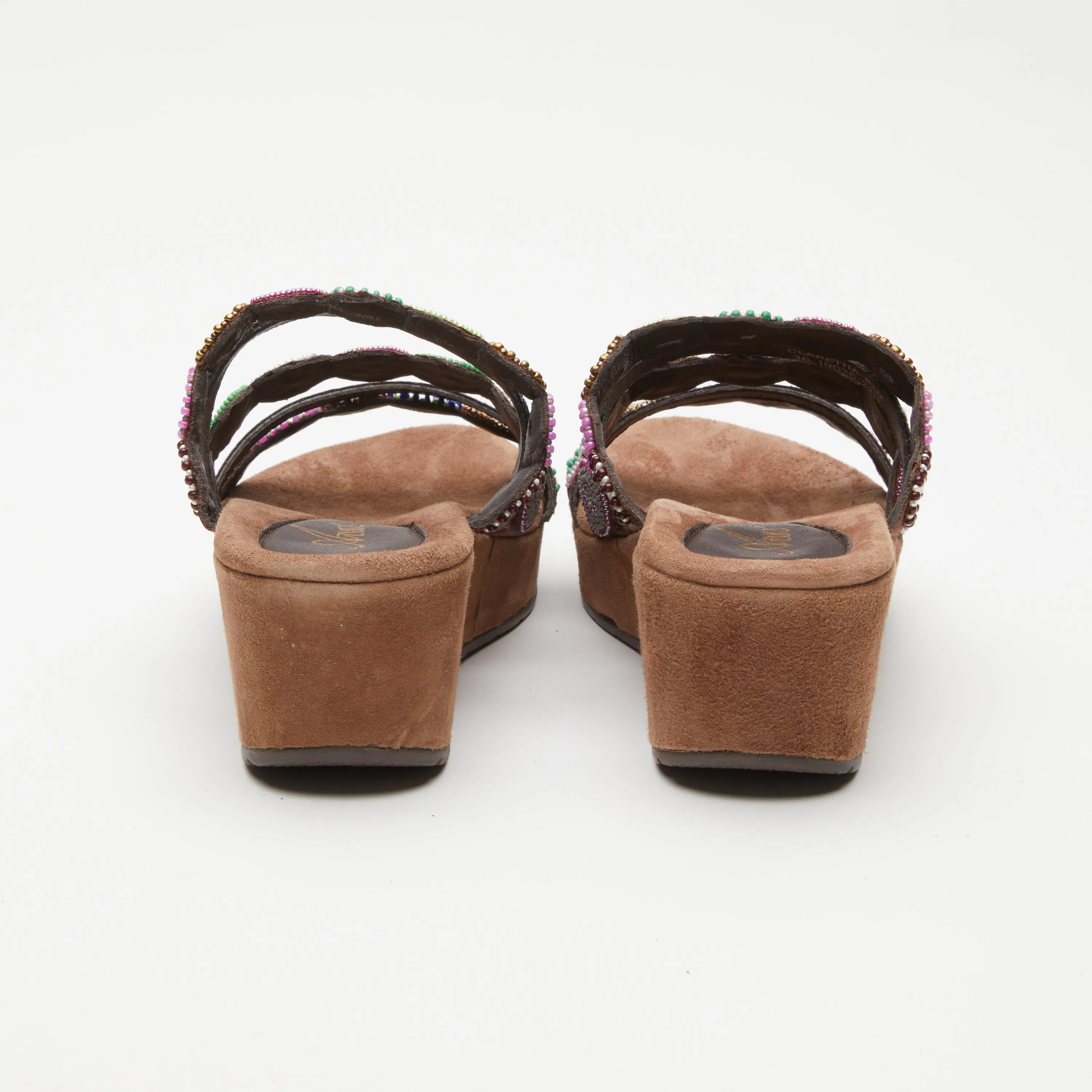 Spring Step Shoes  Azura Claretha Slide Sandal Women’s Beaded Suede Platform