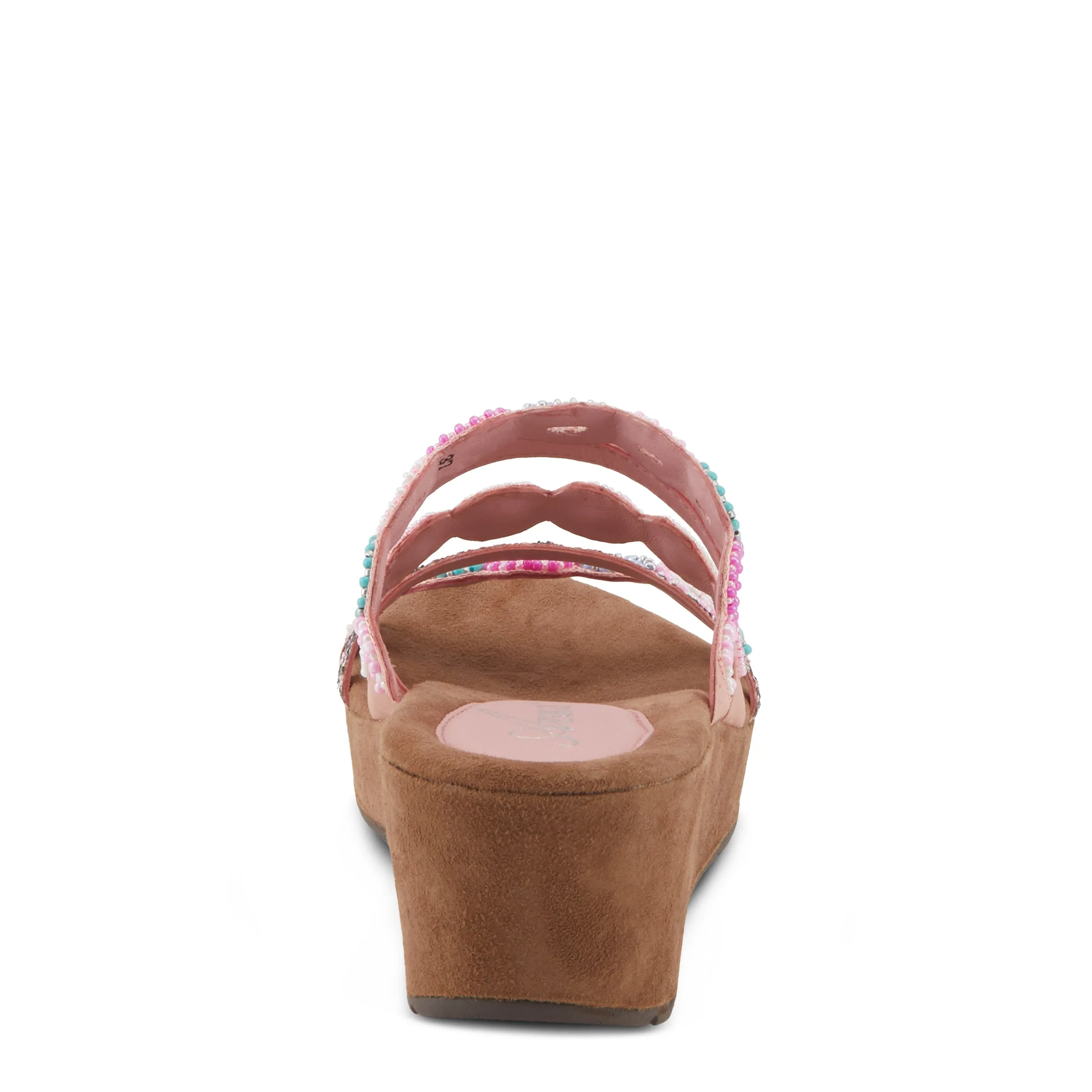 Spring Step Shoes  Azura Claretha Slide Sandal Women’s Beaded Suede Platform