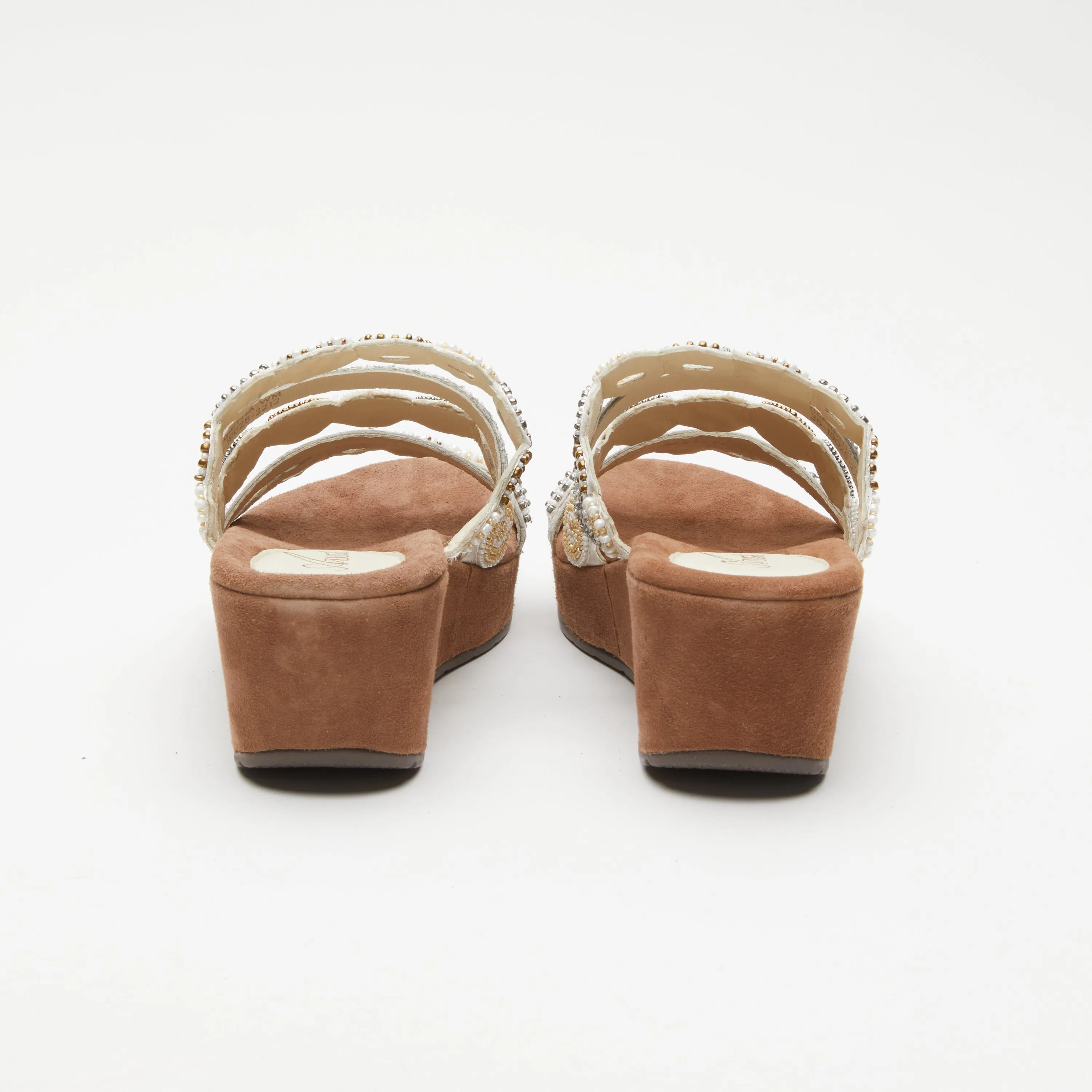 Spring Step Shoes  Azura Claretha Slide Sandal Women’s Beaded Suede Platform