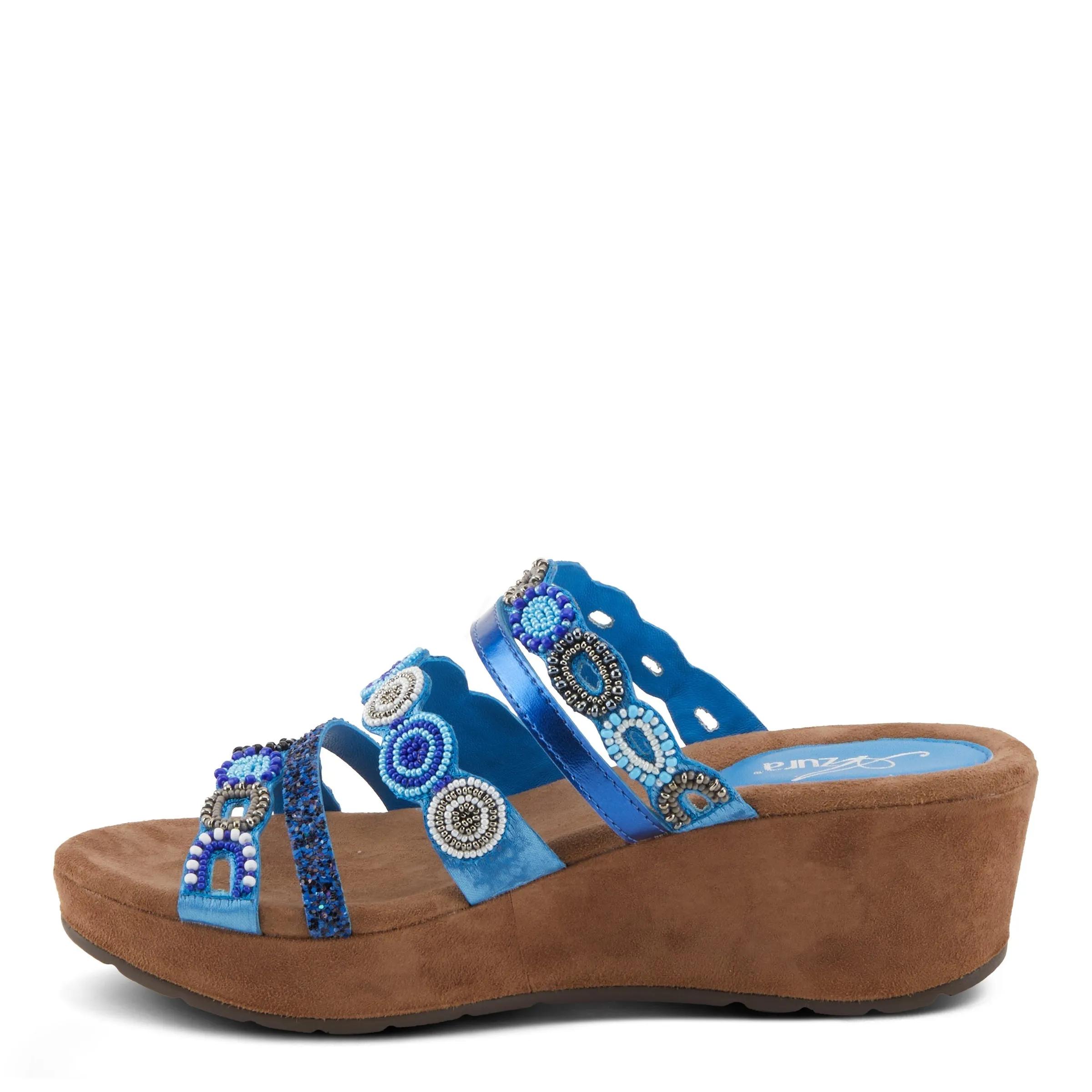 Spring Step Shoes  Azura Claretha Slide Sandal Women’s Beaded Suede Platform