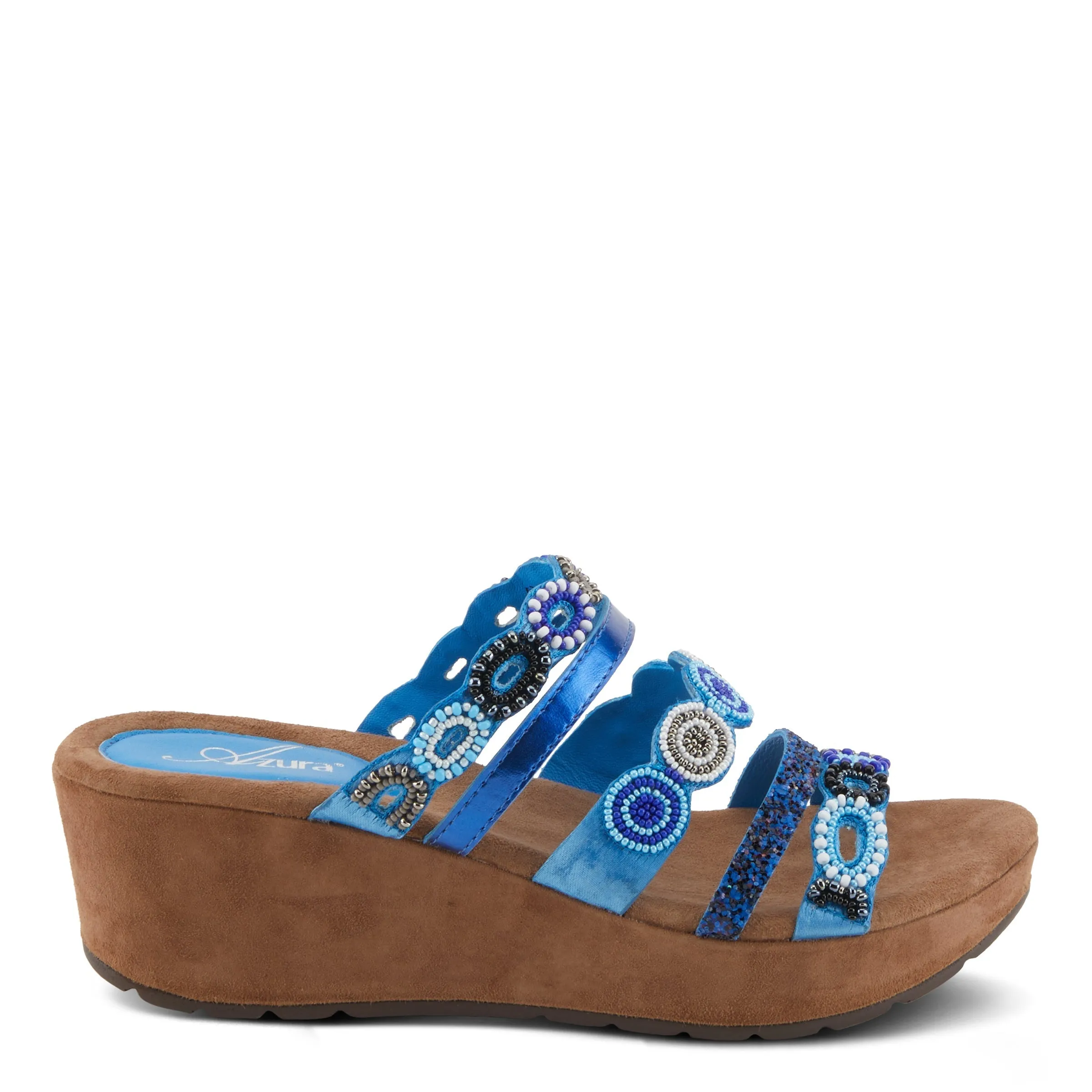 Spring Step Shoes  Azura Claretha Slide Sandal Women’s Beaded Suede Platform