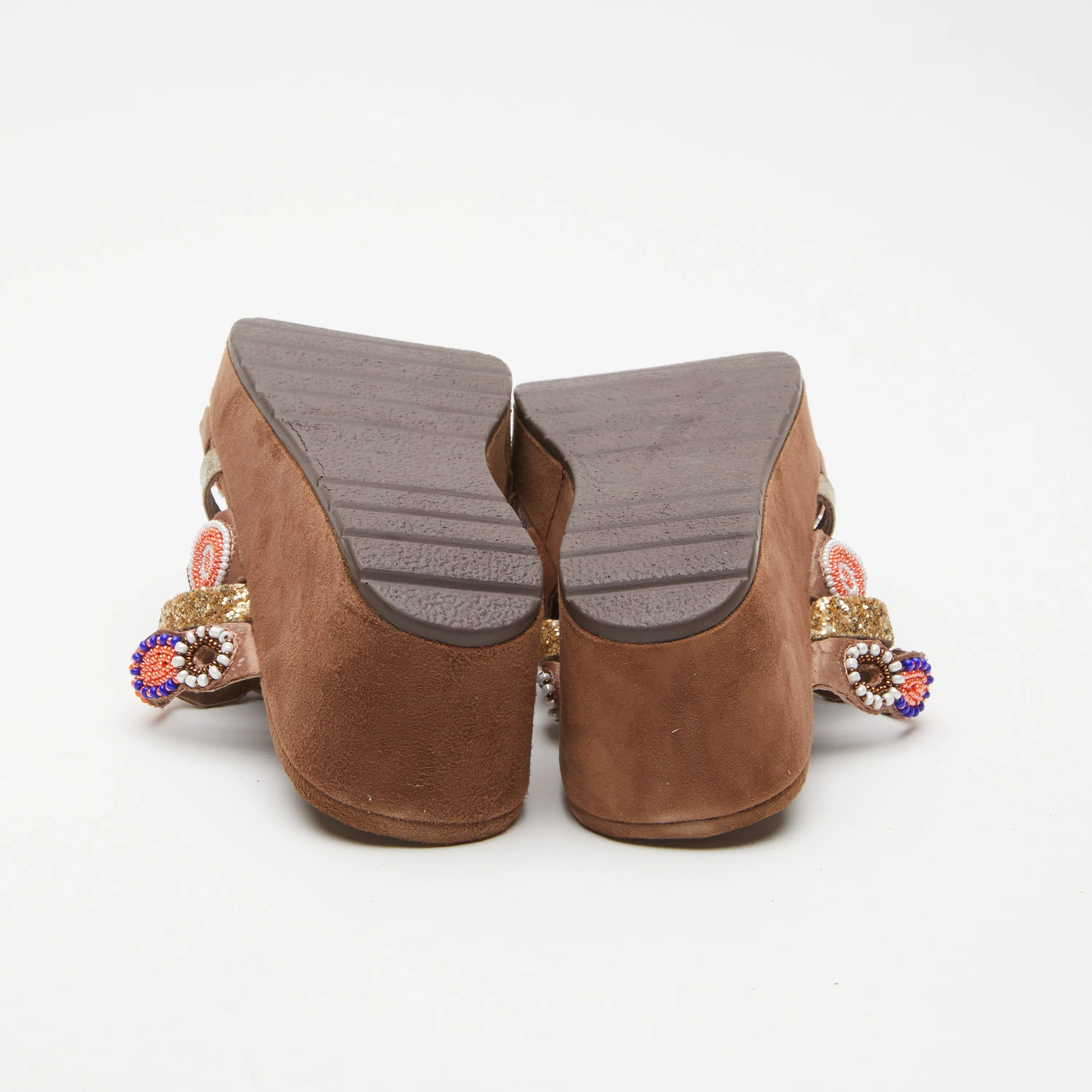 Spring Step Shoes  Azura Claretha Slide Sandal Women’s Beaded Suede Platform
