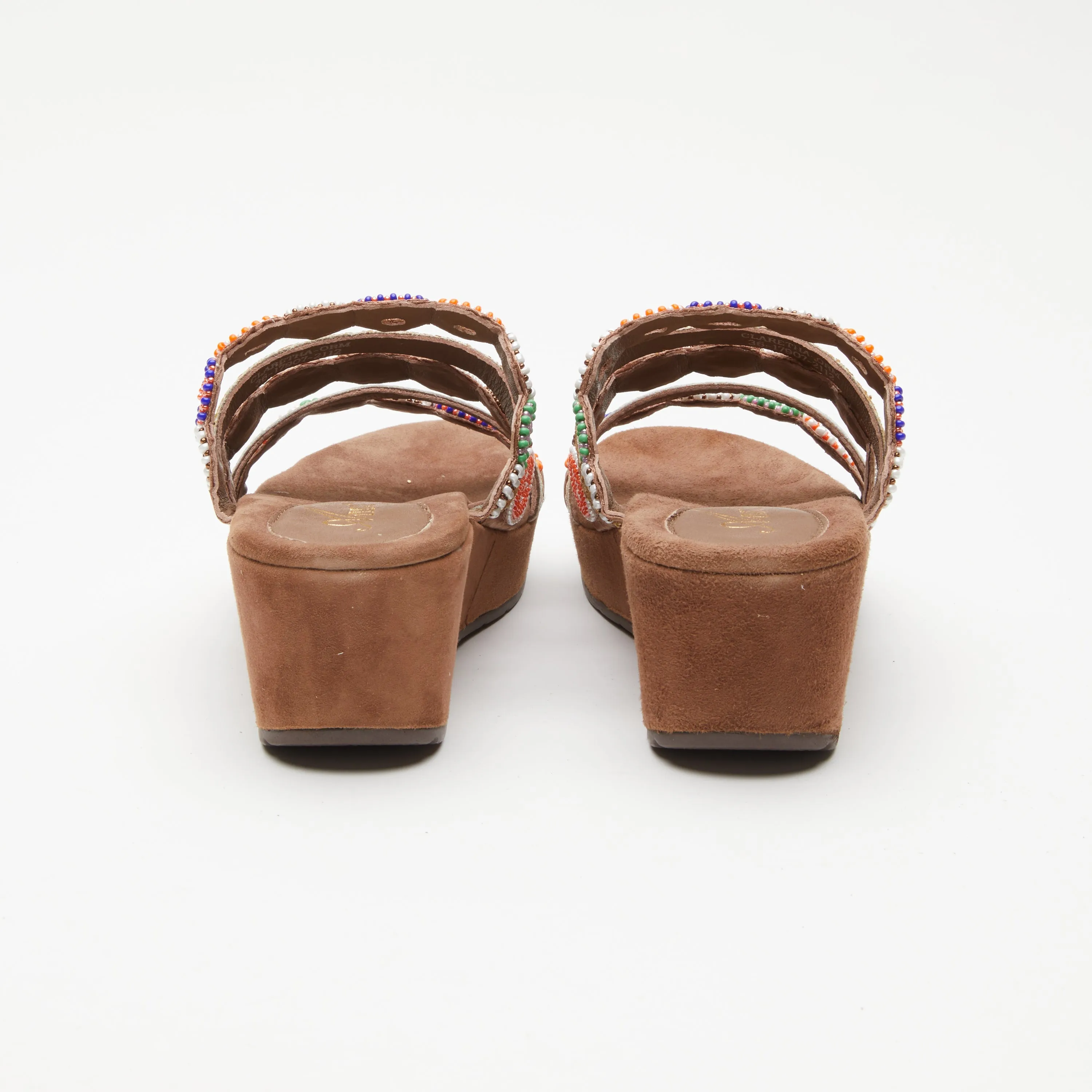 Spring Step Shoes  Azura Claretha Slide Sandal Women’s Beaded Suede Platform