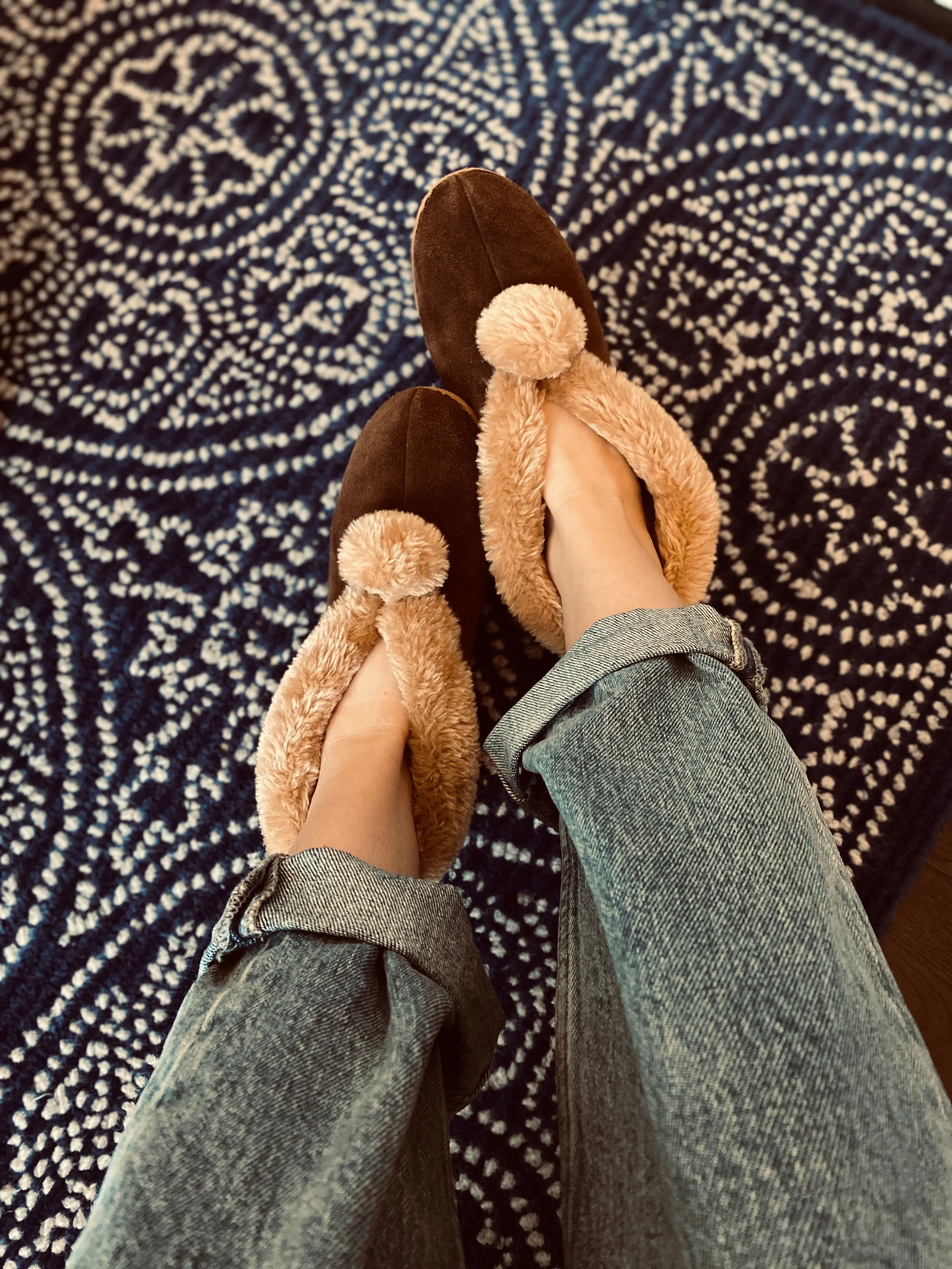 Suede Slipper Boots in Chestnut