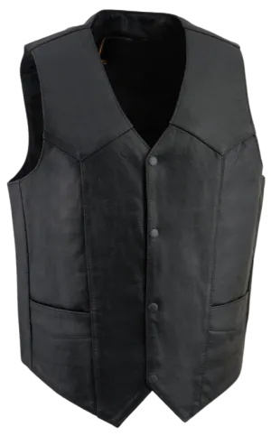 The "Walsh" Lightweight Basic Black Leather Vest