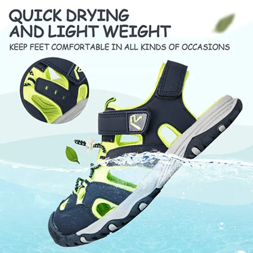 Toddler Sandals Outdoor Summer Water Shoes for Boys & Girls Black Green -- K Komforme
