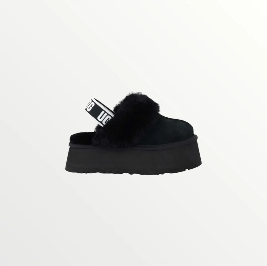 ugg funkette 60mm suede sling back black slippers