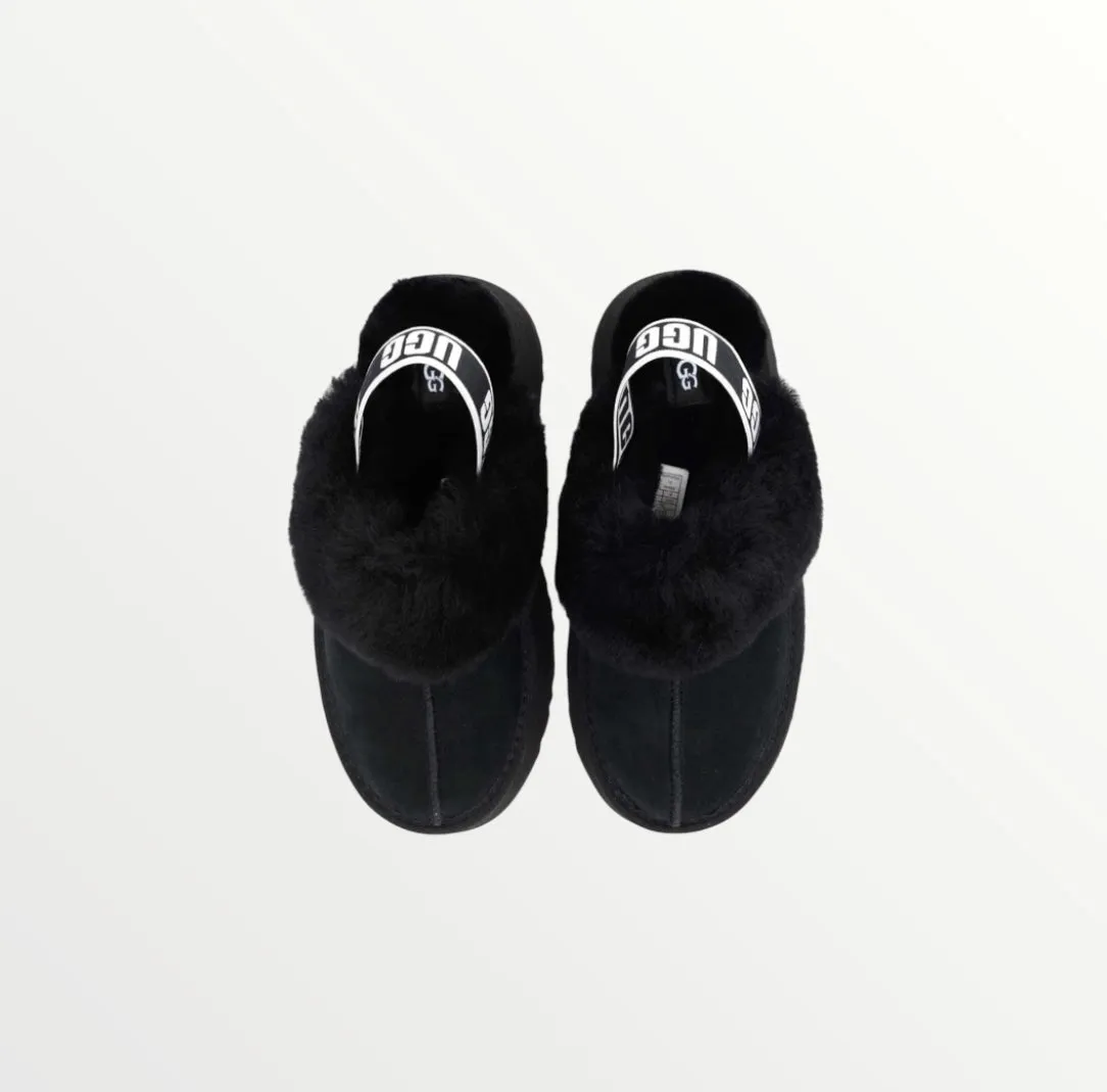 ugg funkette 60mm suede sling back black slippers