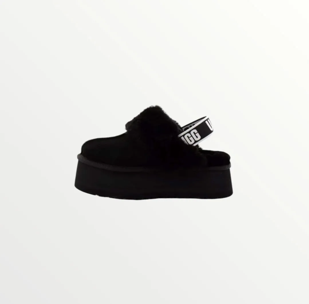 ugg funkette 60mm suede sling back black slippers