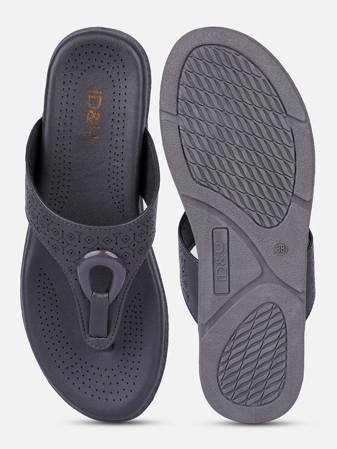 Women's Grey Thong Sandals (IU6015)